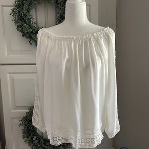 Sanctuary long sleeve lace off the shoulder blouse.